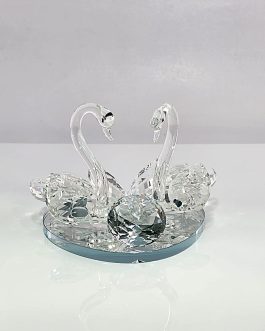 זוג ברבורים קריסטל בסיס מראה