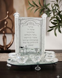 פמוט 5קנים שולחני קריסטל עם הדלקת נרות