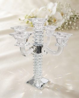26.7פמוט קריסטל 5קנים 32סמ