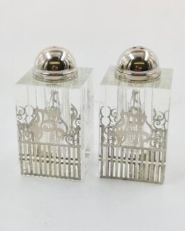 סט מלח פלפל קריסטל פלקט מוכסף