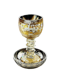 *19.3 120יח גביע קידוש 16סמ קריסטל מוזהב י'ם