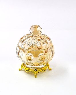 כלי לסוכרדיבשיה קריסטל אמבר בסיס מוזהב