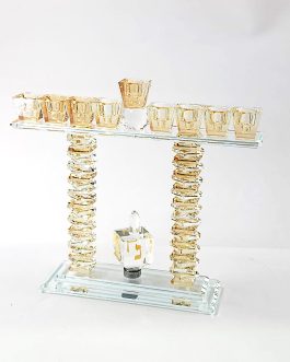 חנוכיה קריסטל מדורג+סביבון 24X27סמ