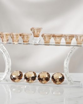 חנוכיה 4יהלומים קריסטל 37X20