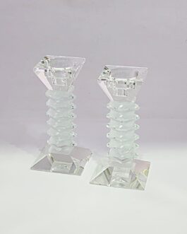 זוג פמוט קריסטל מדורג מט 16ס'מ