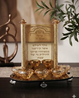 פמוט 5קנים קריסטל מחובר 25סמ