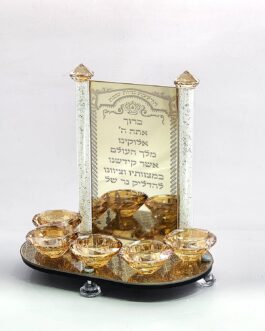 פמוט 5קנים קריסטל מחובר 25סמ