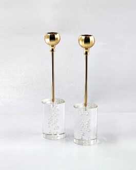 זוג פמוט 23סמ מוזהב בסיס אקריליק