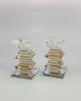זוג פמוט קריסטל ענבר 12ס'מ