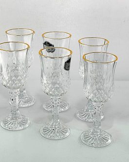 סט 6כוסיות ליקררביעית 105מ"ל קריסטל פס זהב*נטו