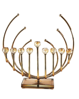 חנוכיה קשתות מוזהב קנים קריסטל39X42 סמ