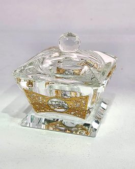 *7.3 מלחיה קריסטל+פלקטה מוזהבת 7סמ