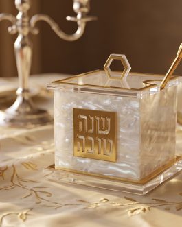2.8 120יח כלי לדבש אקריליק שייש לבן 10X10X8