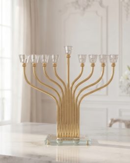 חנוכיה מתכת שילוב קריסטל 33.5X10X36