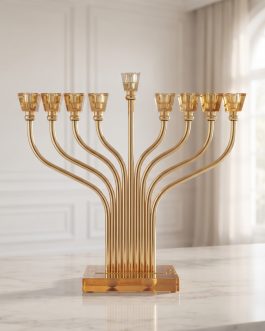 חנוכיה מתכת שילוב קריסטל 33.5X10X36