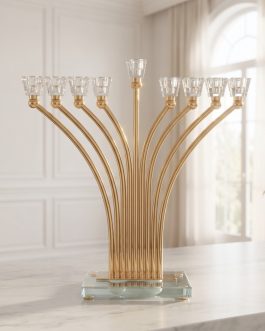 חנוכיה מתכת שילוב קריסטל 33.5X10X36