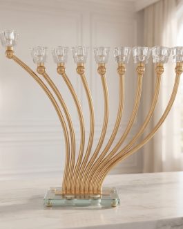 חנוכיה מתכת שילוב קריסטל 32X10X36