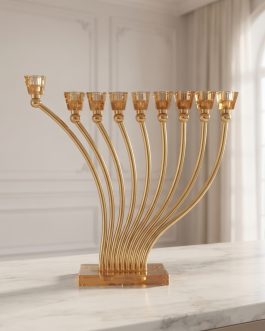 חנוכיה מתכת שילוב קריסטל 32X10X36