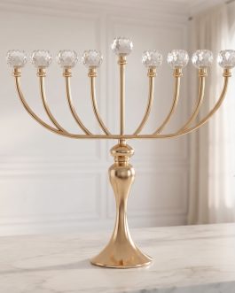 חנוכיה מתכת שילוב קריסטל 31X13X46