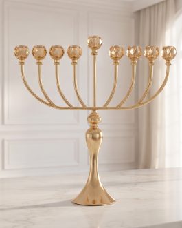 חנוכיה מתכת שילוב קריסטל 31X13X46