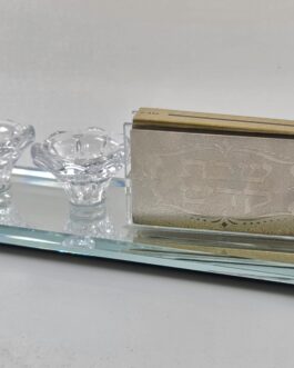 פמוט קריסטל+מחזיק גפרורים