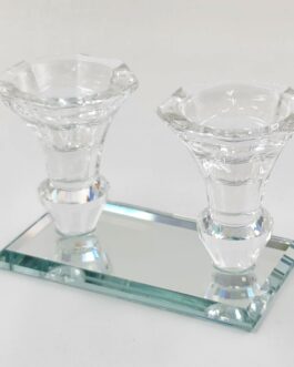 פמוט 2קנים+מגש קריסטל*נטו
