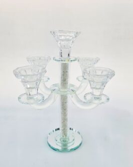 פמוט קריסטל 5נים רסיסים לבנים 25סמ*מבצע