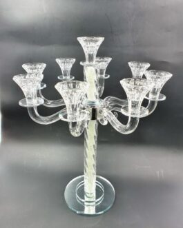 פמוט קריסטל רסיסים לבנים 9 קנים