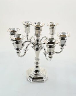 פמוט 7קנים מוכסף"אנגלי" 25ס"מ