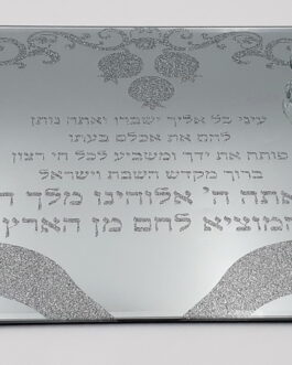 מגש חלה פותח ידייך מראה רסיסים כסף+מלחיה 24x35 ס"מ