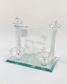 פמוט קריסטל 2קנים מחובר 16X18*מבצע