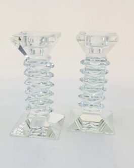 זוג פמוט מדורג קריסטל 16סמ