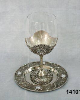 גביע קידוש ניקל שיבוץ אבנים+תחתית