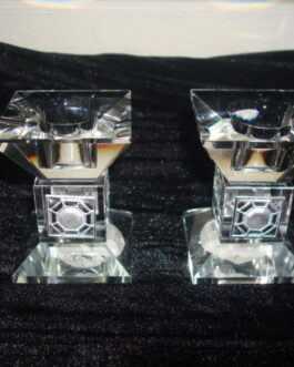 זוג פמוט קריסטל 6ס"מ+לוחיות כסף
