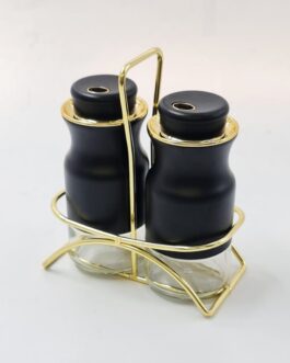 סט מלח פלפל זכוכית שחור זהב