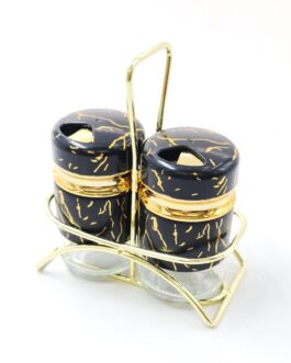 סט מלח פלפל זכוכית שחור שייש