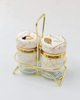 סט מלח פלפל זכוכית לבן שייש