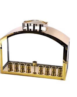 חנוכיה תיבה נרוסטה מוזהבת37X32ס'מ