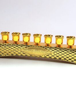 חנוכיה פס "כריות" מוזהבת8X30סמ'