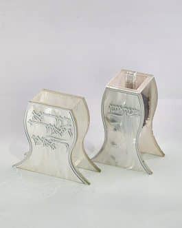 זוג בשמים+נר הבדלה אקריליק פנינה כסף