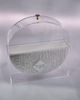 מעמד אקריליק למצה שמורה שייש לבן כסף 39סמ גובה 41סמ