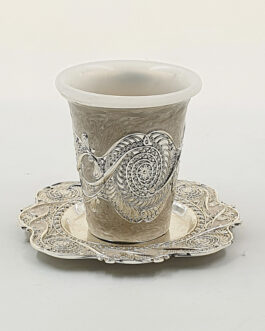 גביע פיליגרן אמאיל מוכסף חזון+כיסוי פלסטיק