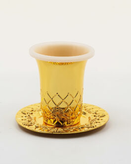 גביע קידוש מוזהב דגם מעוינים 8.5סמ