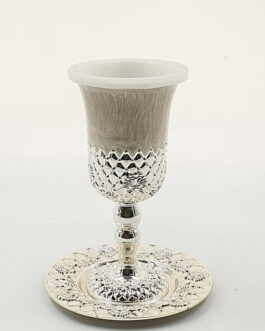 גביע קידוש מוכסף אמאיל דגם מעוינים14.5סמ