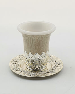 גביע קידוש מוכסף אמאיל דגם מעוינים8.5סמ