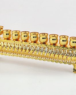 חנוכיה פס מוזהבת10X28ס'מ