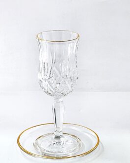 גביע קידוש קריסטל פס זהב+תחתית 17.5סמ